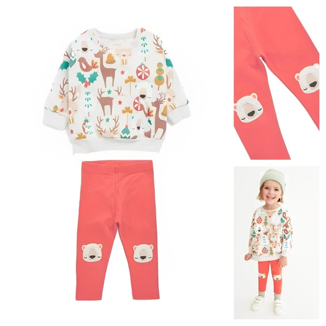 Set top e leggings natalizi NEXT abito renna orso ragazze età 5-6 Natale