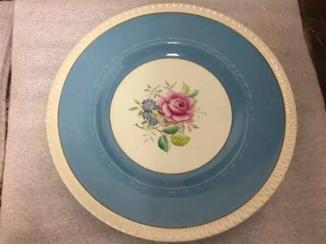 George Jones & Sons Stirling Crescent 9" Luncheon Plate Blue Band Roses