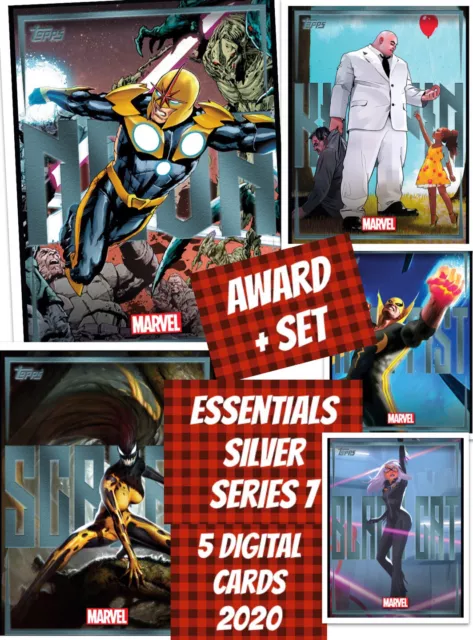 Topps Marvel Collect Award + Set (1+4) Essentials Series 7 Silver 2020 Digital
