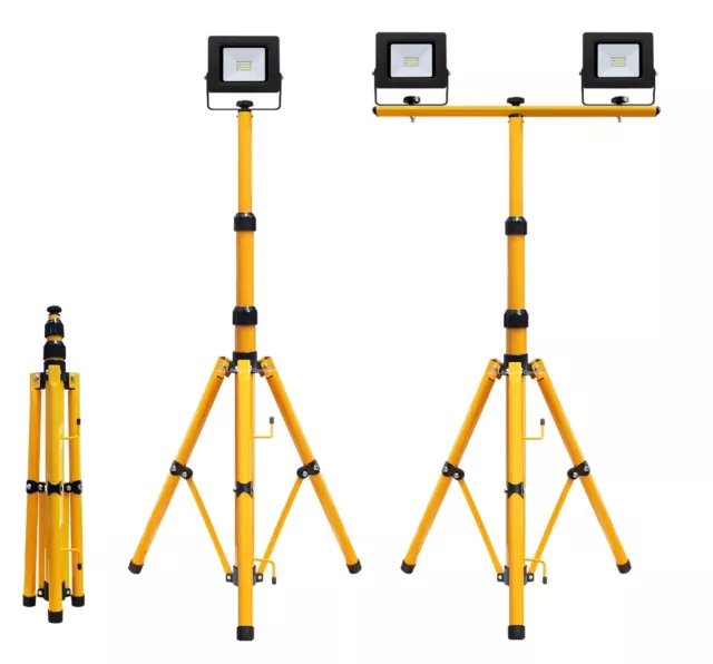 LED Flood Light Tripod Stand Camp Work Site Emergency Lamp Stand Single / Twin