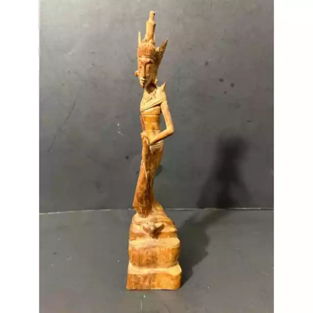 Hand Carved Wooden Balinese Indonesia Woman Statue 9 Inch