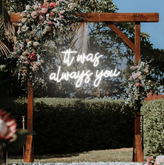 70cmX40cm It Was Always You LED Neón Letrero para Novia Habitación Hogar Boda Decoración de Pared