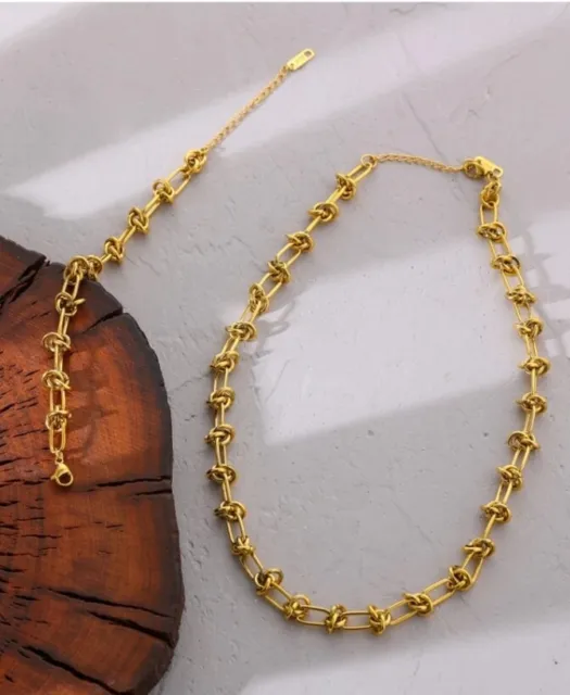 Collana braccialetto catena inox oro placcato / Necklace bracelet chain steel