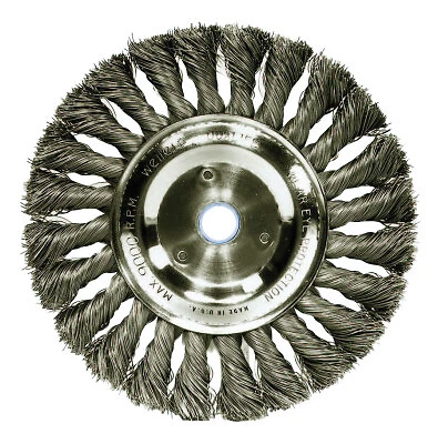 Standard Twist Knot Wire Wheel, 6 in D X 1/2 in W, .016 in Steel Wire, 9,000 Rpm