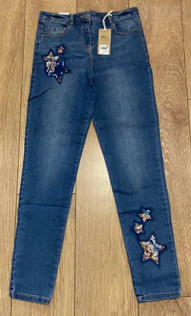 Jeans skinny Next 15 anni, prezzo disponibile £23, paillettes, regolabili, blu