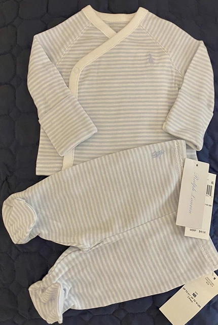 $49 NWT Polo Ralph Lauren Baby Boy's Striped Top & Pant Set NB, 9M