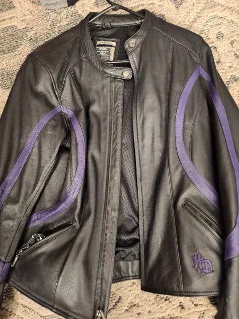 HARLEY-DAVIDSON WOMEN’S leather Jacket-size X Large Purple And Black ...