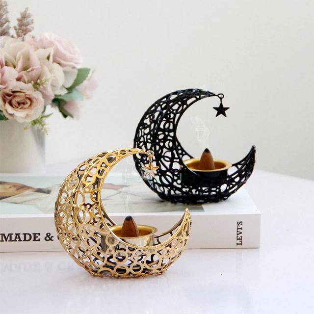 Eid Mubarak Candlestick Moon Shape Candle Stand Holder Centerpiece Home Decor