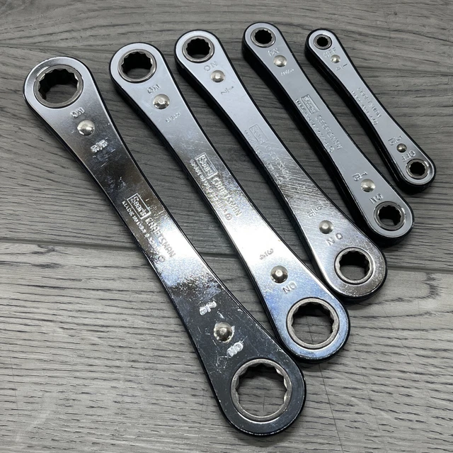 VINTAGE SEARS CRAFTSMAN SAE 5pc Box End Ratcheting Wrench Set 94368 w