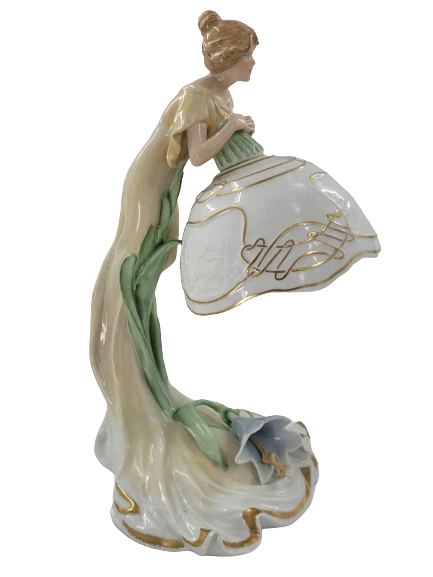 Schierholz Porzellan Lampe, Jugendstil Signiert J. Freitag