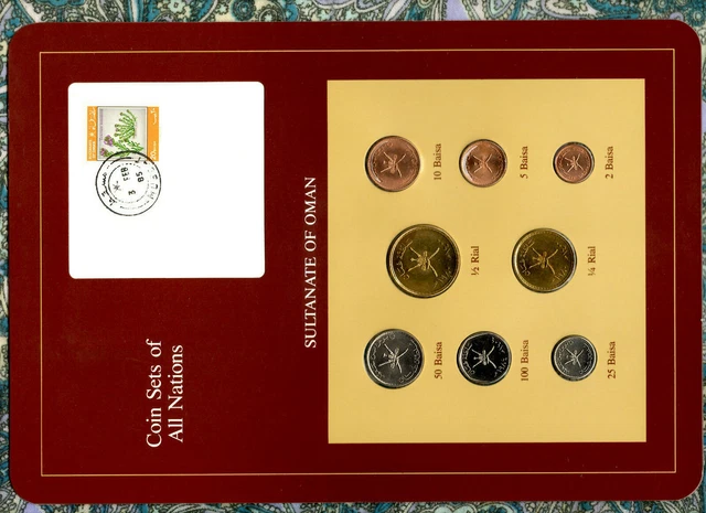Coin Sets of All Nations Oman w/card 1970-1984 UNC 100 Baisa 1984 2 Baisa 1390