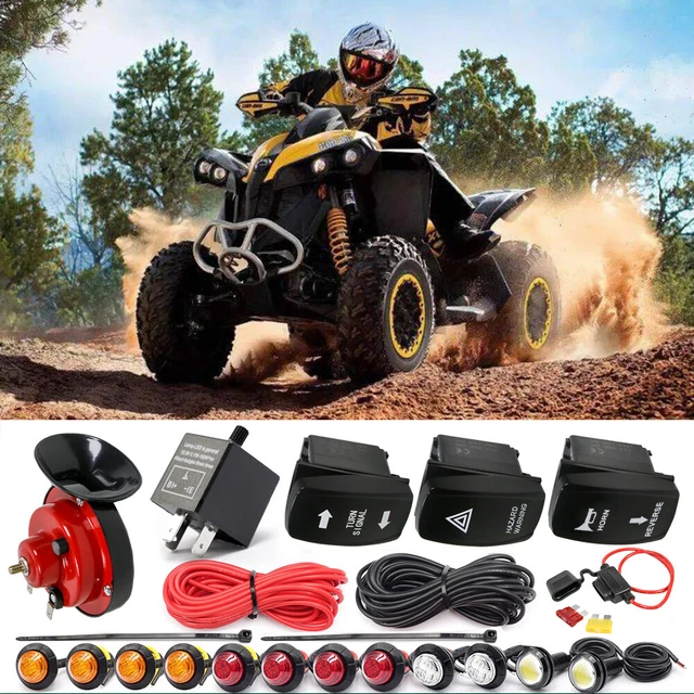 Street Legal Turn Signal Horn Hazard Rocker Switch LED Light Kit For SXS UTV ATV