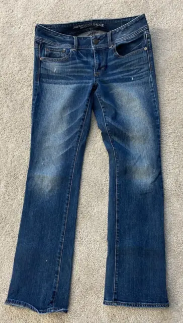 American Eagle Outfitters Jeans Womens Sz 8 Blue Denim Kick Boot Super Stretch