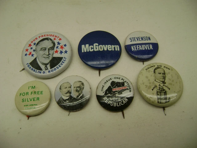 8 Repo President Pin Distintivo Button Roosevelt Parker-Davis Mckinley Stevenson