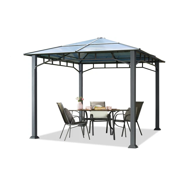 Gartenpavillon 3x3 m Hardtop Dach ALU Rahmen Pavillon Gartenzelt Pergola