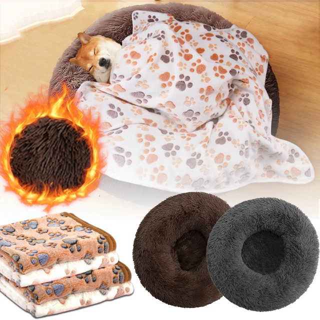 Donut Plush Pet Dog Cat Bed Fluffy Soft Warm Calming Bed Sleeping Kennel Nest
