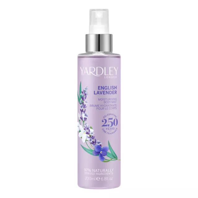 Yardley London English Lavender 200ml Deodorising Moisturising Body Mist Spray