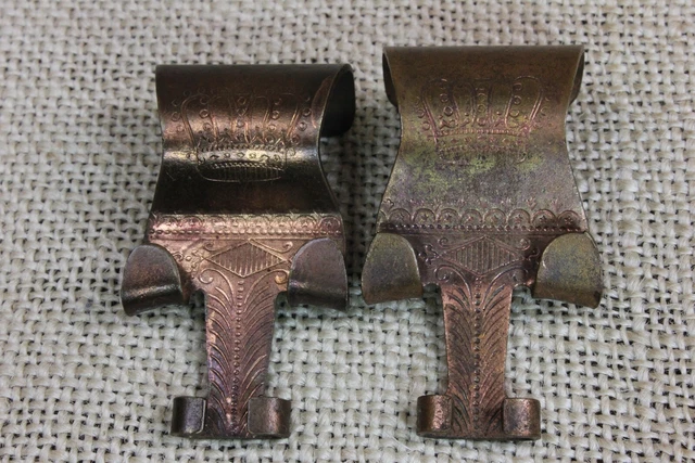 2 Picture Molding Rail Hooks Painting Hangers copper old Victorian vintage