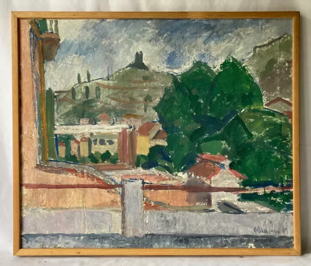 Oil Painting 1949 A.Almgren Italy France Tuscany? Mid Century Expressive