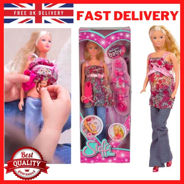 Removable Tummy Baby Accessories Steffi Love Barbie Girl Pregnant Flip Doll Toy