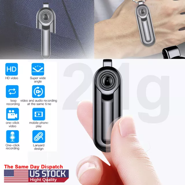 Mini Hidden Spy Camera HD 1080P Small Video Voice Recorder Necklace Wearable Cam