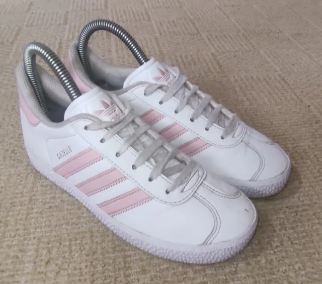 Adidas Gazelle White & Pink Trainers UK Size 2
