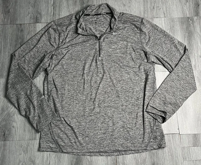 Top Nike Running Dri-Fit grigio cerniera quarto manica lunga da uomo taglia XL