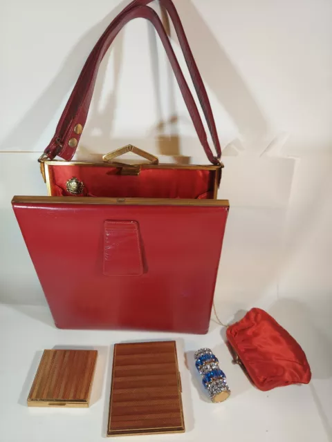 VTG 1940S ART Deco EVANS ELEGANCE purse many Accessories Included