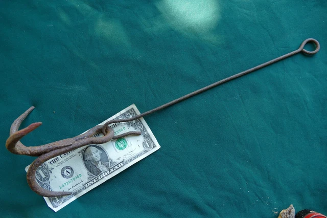 antique primitive wrought iron hand forged herb meat hanging hook