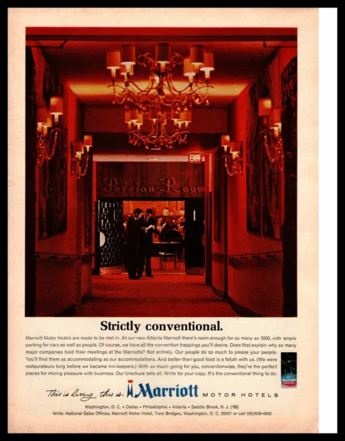 1966 Marriott Motor Hotels Atlanta 3000 Seat "Persian Room" Motel Print Ad