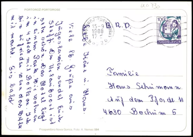 Postcard Portoroz PORTOROŽ-PORTOROSE 4 Ortsansichten Mehrbild-AK 1988 3