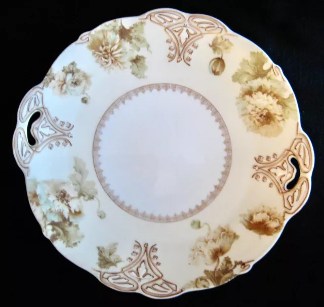 OLD IVORY XV SILESIA CLAIRON Porcelain Two-Handled Cake Plate 11" Germany