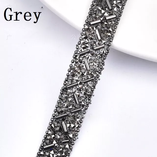 5 Yards Beaded Rhinestone Ribbon Trim Wedding Shiny Bling Crystal Iron On DIY