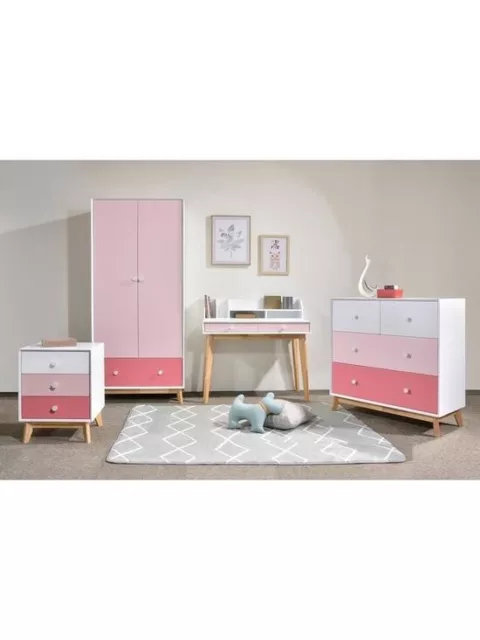Orla 3 Drawer Bedside Chest - White Pink Blush Drawers Girls Bedroom - Very £130 3
