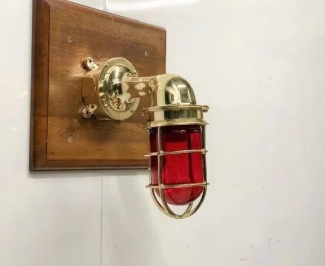 VINTAGE MARINE SOLID Brass Wall Light Fixture With Junction Box