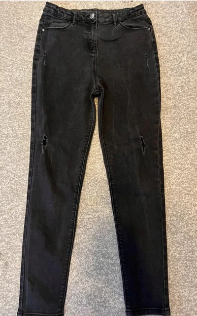 Jeans skinny neri effetto invecchiato ragazza 13 anni tasche