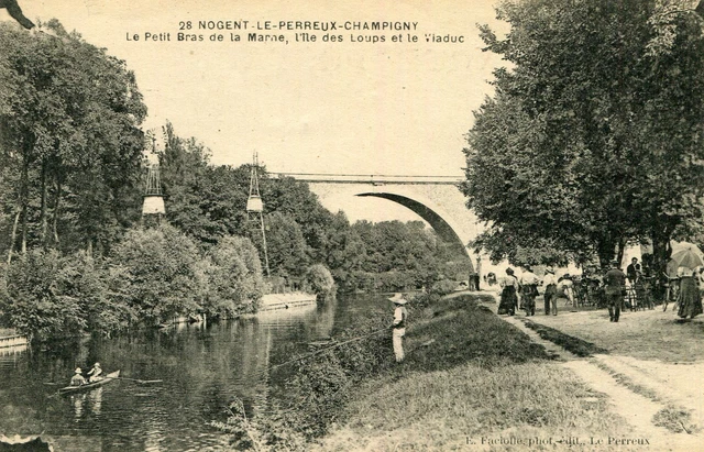 Carte LE PERREUX SUR MARNE Petit Bras de la Marne Ile des Loups Viaduc