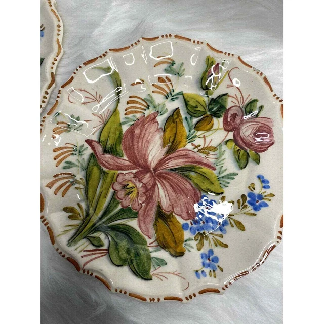 Vintage JW Co Signed & Numbered Plates Made in Italy Floral Design *Set of 2* 3