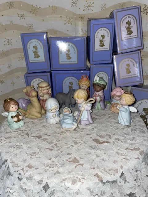 Avon Heavenly Blessings Nativity Set 11 Pieces In Original Boxes VTG 1985-1986