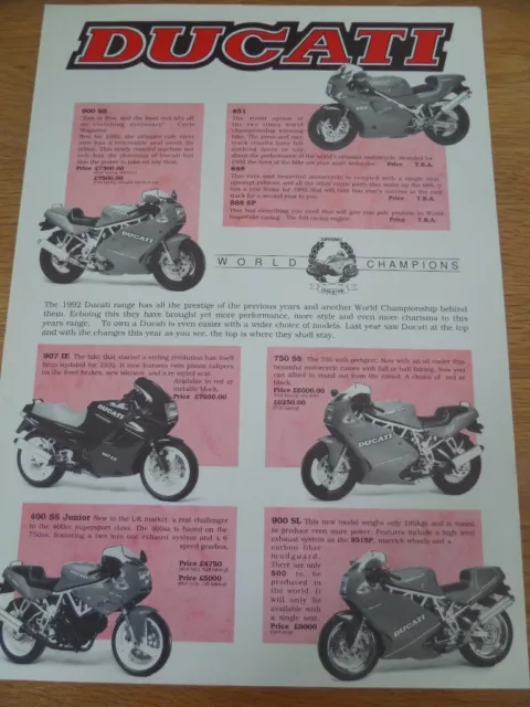 Ducati Range Motorcycle Sales Brochure