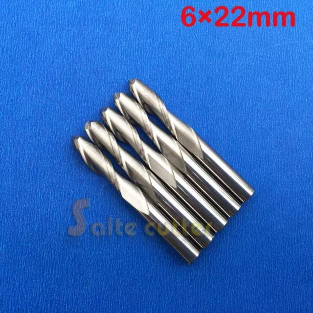 5pcs 6mm Ball Nose Carbide End milling double flute CNC Router Bits 22mm CEL