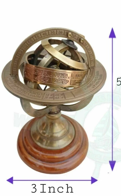 Esfera Armilar De Bronce Antiguo Muestra Del Zodiaco Astrolabo Del Globo...