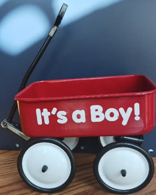 Metal Red Wagon "It's a Boy!" - Newborn Baby Shower Gift Basket
