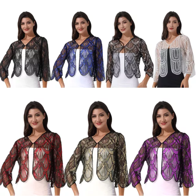 FEMME VINTAGE BOL RO Mariage Soir e Cardigan Top paillettes