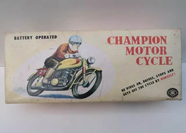 Masudaya MT Boite Vide Champion MotorCycle #27 Box Top Only Japan 1958