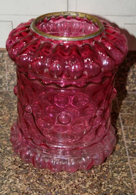 Antique Cranberry Oil Lamp Shade / Globe for Hanging Light