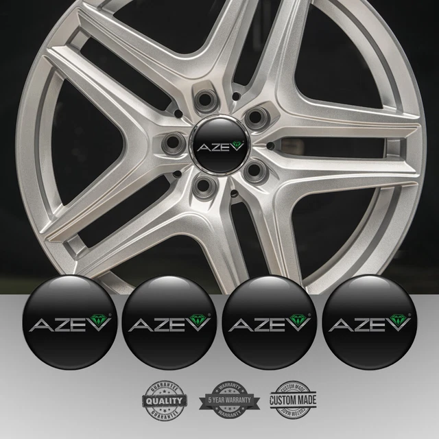 Set of 4 Silicone Center Wheel Cap Stickers Azev Emblem Logo Decals Rims