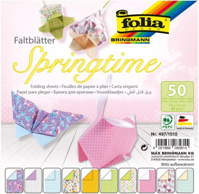 folia Faltblätter Springtime  15x15cm 80g/m²  50 Blatt sort.  # 2152.0124