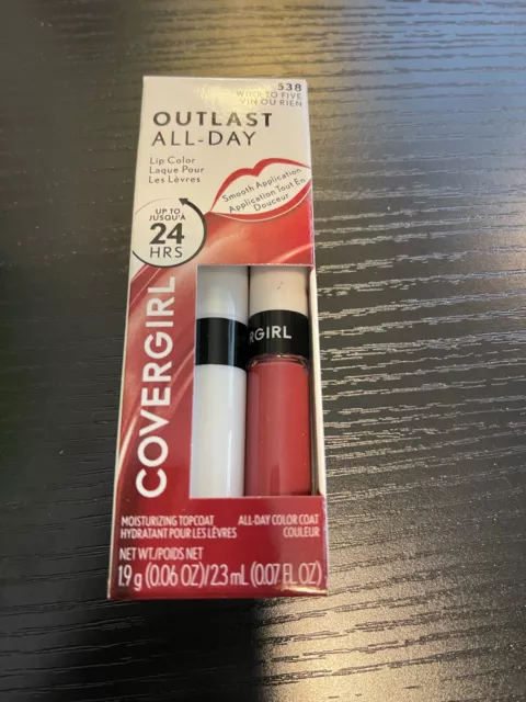 New Covergirl Outlast All-Day Lipcolor & Topcoat Lipstick # 538 Wine To Five