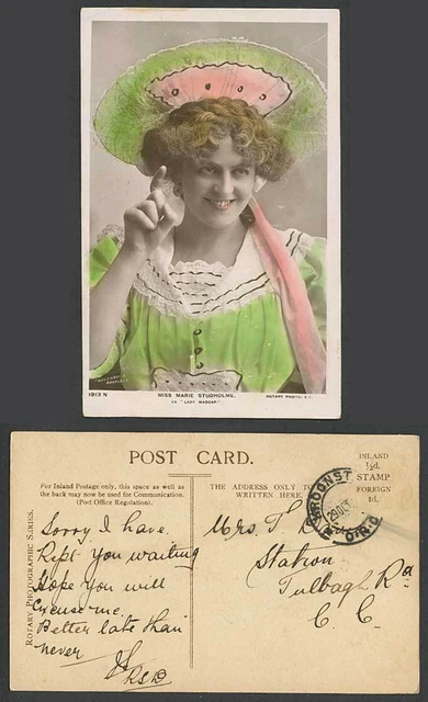 Schauspielerin Miss MARIE STUDHOLME Lady Madcap Zeigefinger alt echtes Foto Postkarte